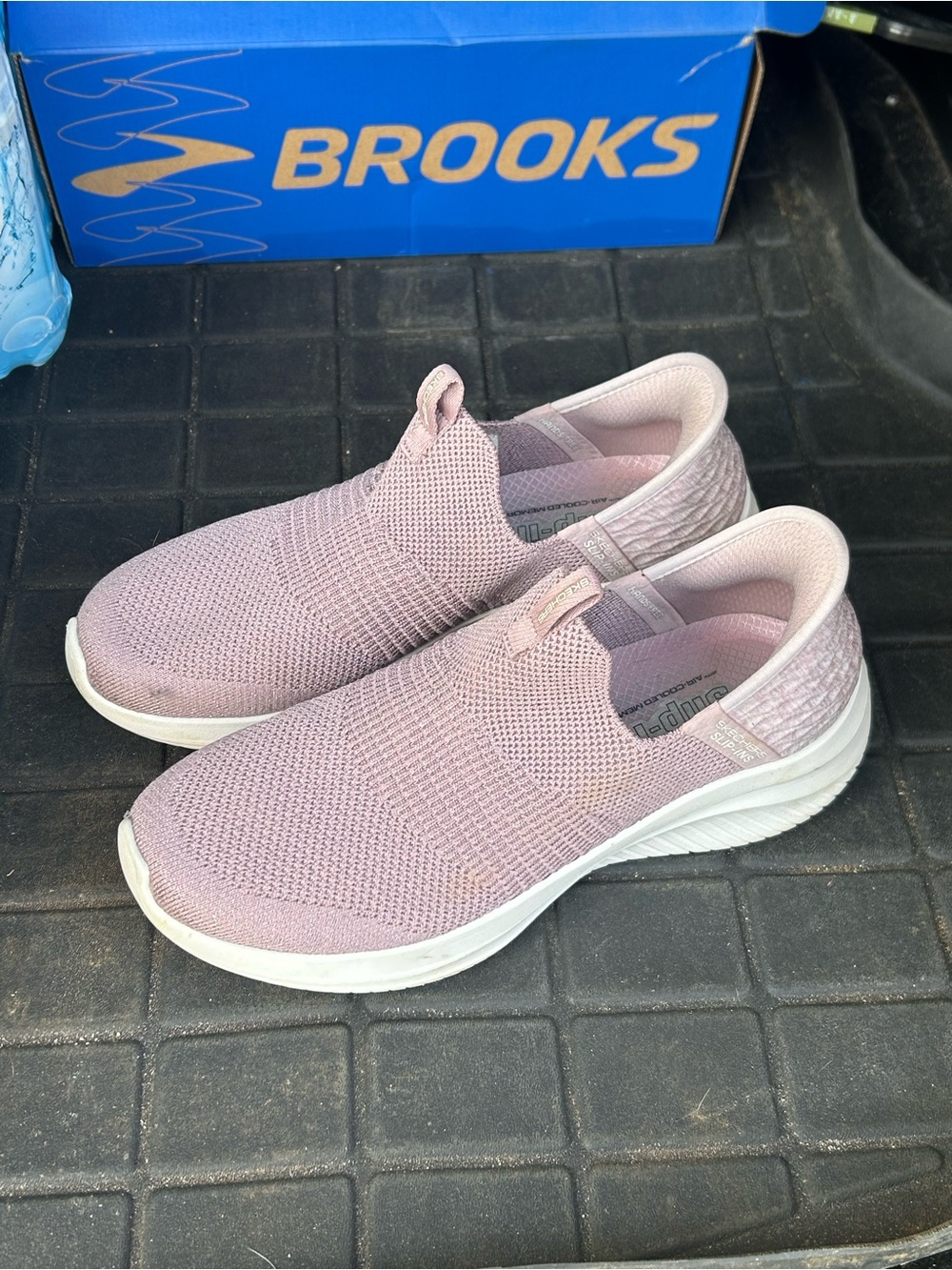 Skechers Women's Slip-On Knit Sneakers in Light Pink